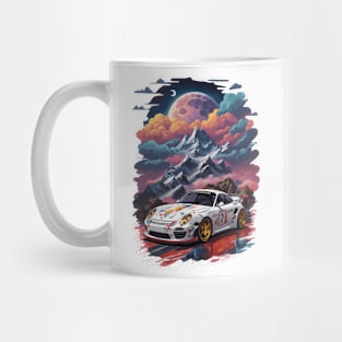 Vintage Racing Car Space Scene Mug